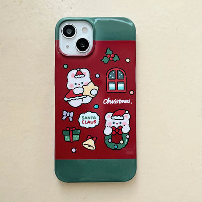 High quality vintage Christmas bunny red phone shell Silicone shockproof Phone Case for iPhone 14