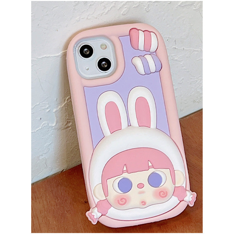 Candy Bunny Girl Tpu Silicone Phone Case With Cartoon Style For Iphone 11 12 13 14 Plus Pro Max