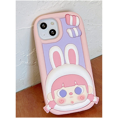 Candy Bunny Girl Tpu Silicone Phone Case With Cartoon Style For Iphone 11 12 13 14 Plus Pro Max