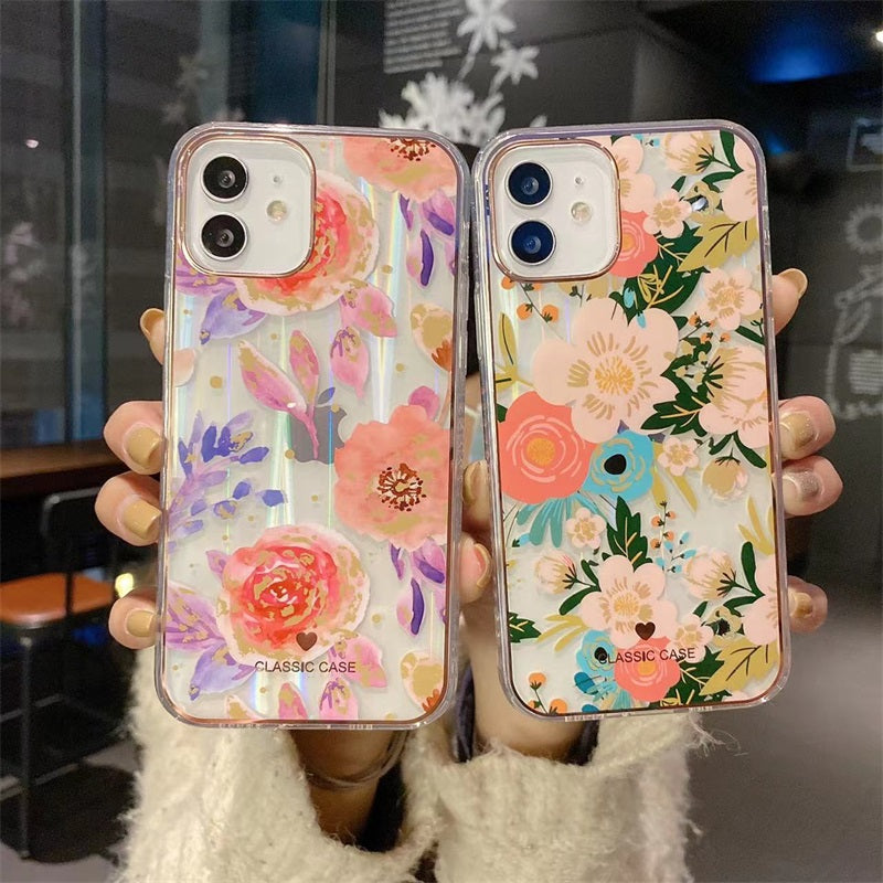 Imd Flowers 2023 New Arriving Phone Case For Iphone 14 Flower Painting Dazzling Imd Phone Case