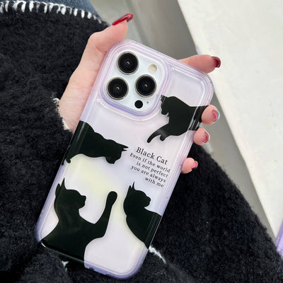 Black Cute silhouette Cat Phone Cover Tpu+pc All-inclusive Customized Shockproof Phone Case For Iphone 14 13 12 Pro Max