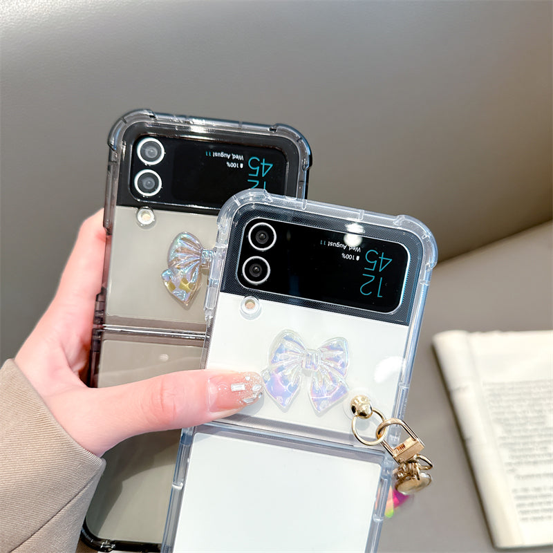 Samsung Foldable Transparent Bowknot Phone Case For Samsung Zflip3 Zflip4 W23 Flip