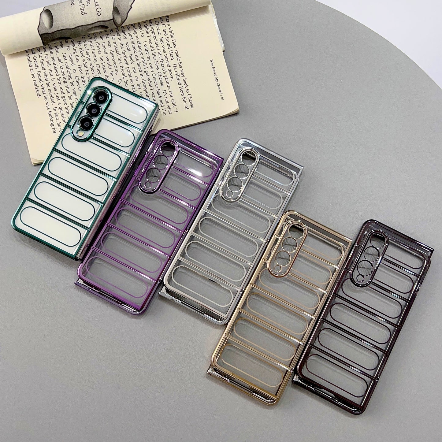 Luxury Soft Electroplated Phone Case for Samsung Z flip4 z flip3 fold w23 Z fold w22 Hollow Out Silicone Cases Cover