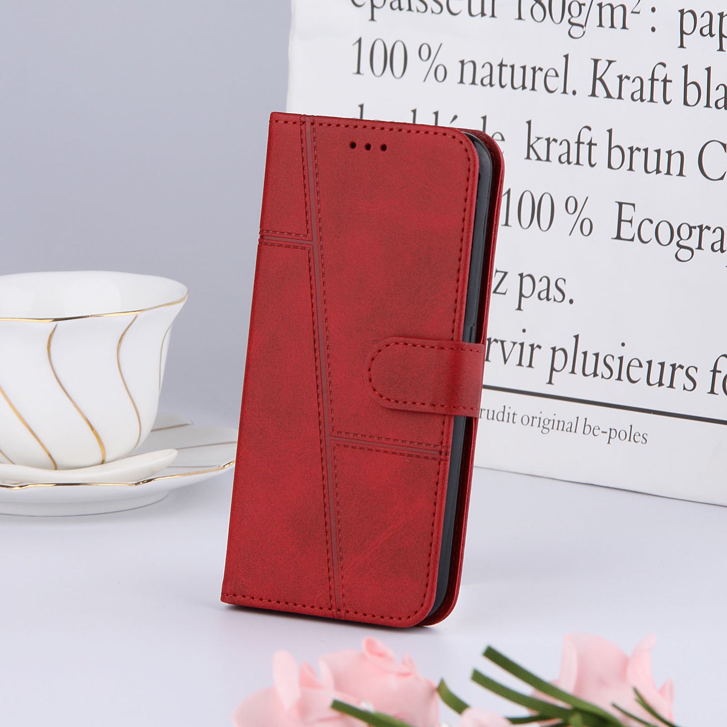 Simple Two-Tone Calfskin Phone Case For Xiaomi,1010