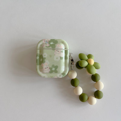 Polka Dot Lens Green Flower Rabbit Shell Airpod Case