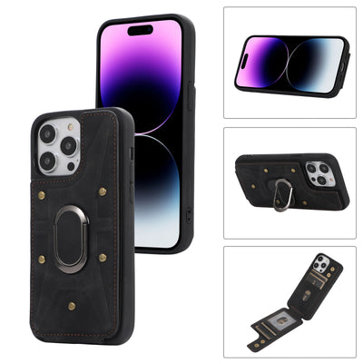 Luxury Shockproof Soft PU Leather Phone Case with Ring Holder Case For iPhone 14 Pro Max 13 Pro