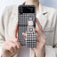 Luxury Style Houndstooth Leather Phone Cover With Pearl wristband Strap Tpu Pc Leather 2 In 1 For Samsung Zflip3 4