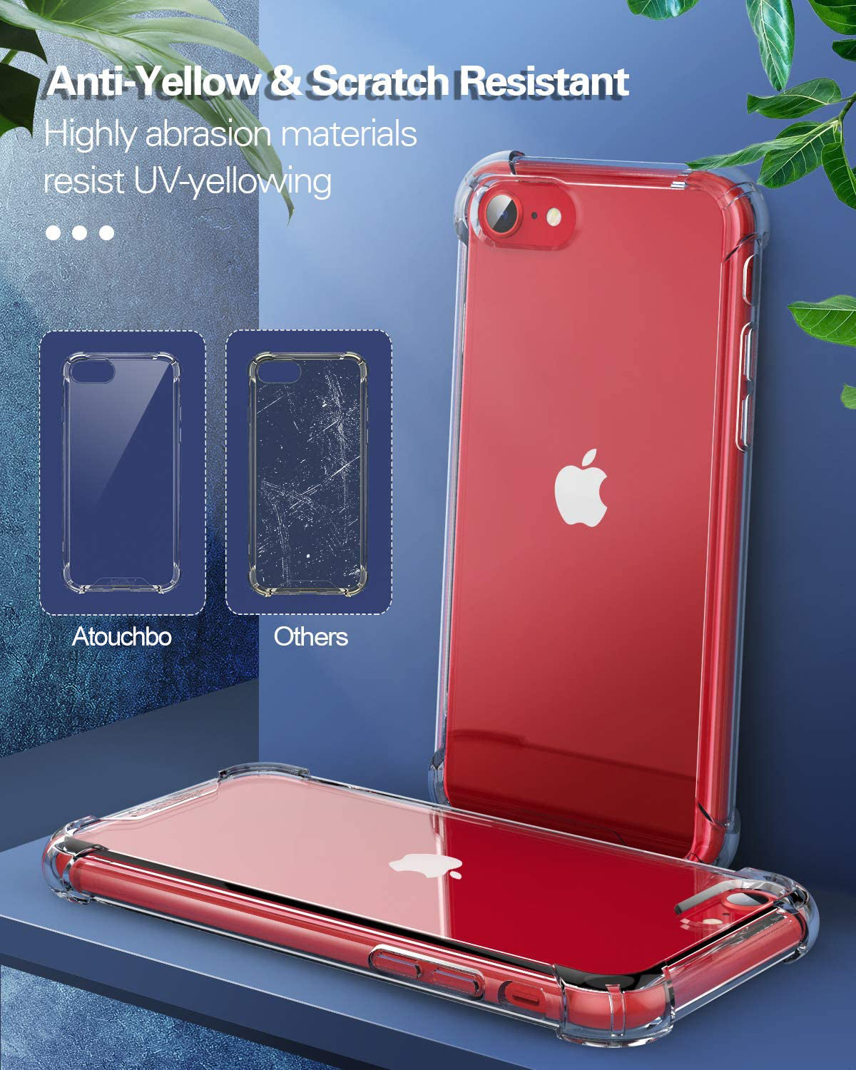 Atouchbo Shockproof Clear Mobile Phone Case Back Cover for iPhone 7 8 9 PC TPU Bumper Phone Cover Case for iPhone SE 2020