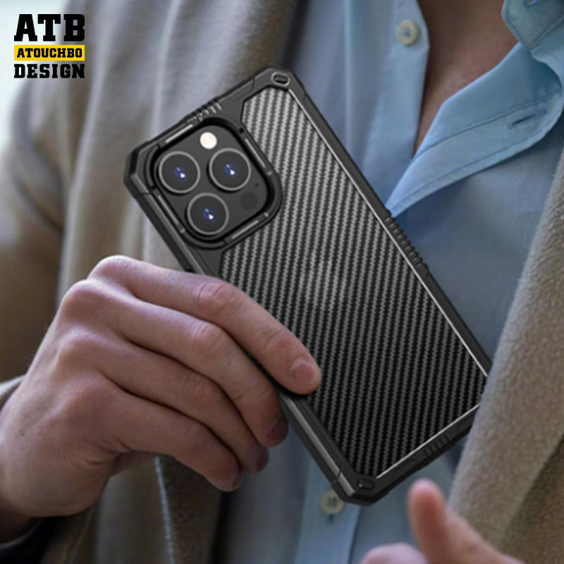 ATB Design Warrior series semi-permeable carbon fiber phone case luxury cover for iphone 11 12 13 14