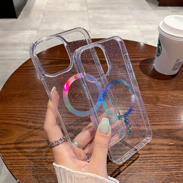Glitter Phone Case For iphone 14 case Flash powder Four-corner anti-collision Magnetic Phone cover for iphone 12 13 pro max