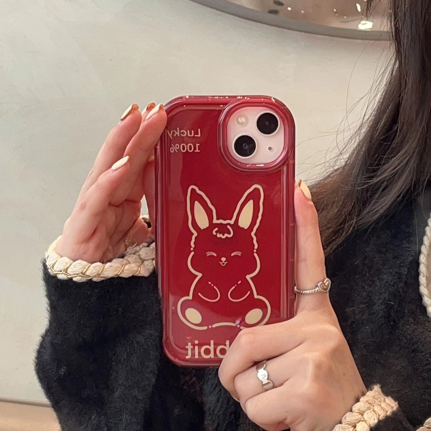 Hot Sale Square Tpu rabbit Shockproof Phone Case cute candy solid color phone case for iphone 14 pro