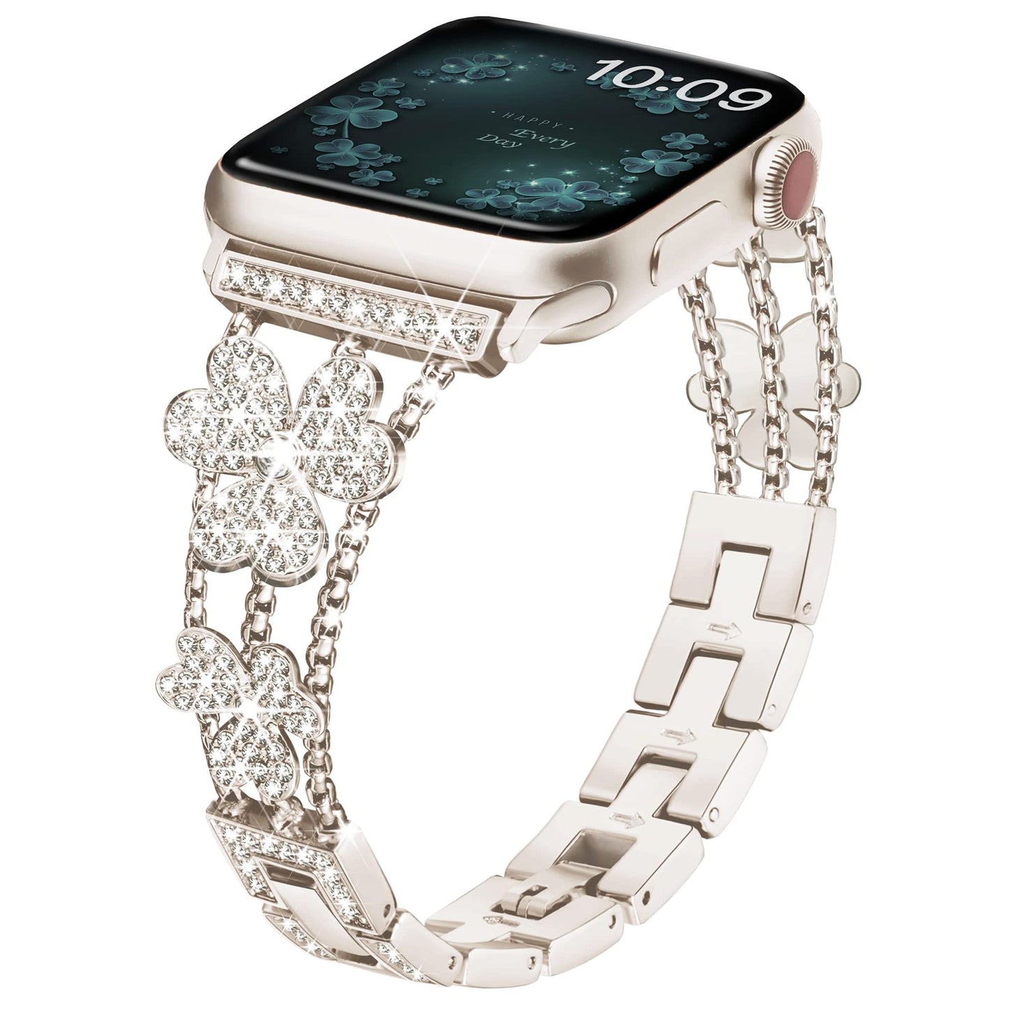 2023 New Designs Clover Studded diamonds 20mm Metal Watch Band for Apple Watch Band luxury 38/40/41MM/42/44/45MM