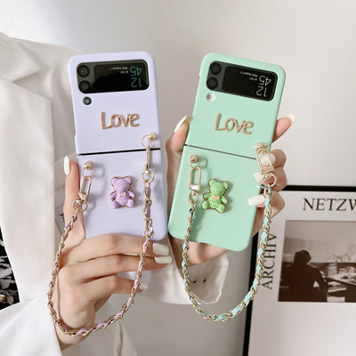 Screen Phone Case Gowns 1 2 3 4 Pocket Phone Prom Dresses Box Cartoon Hand Rope Bear Folding for Samsung Z Black PC for Iphone