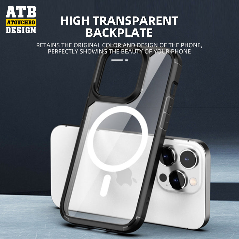 ATB Design High end Bright color high transparent back panel magnetic phone case for iPhone 14 13 12 Pro Max