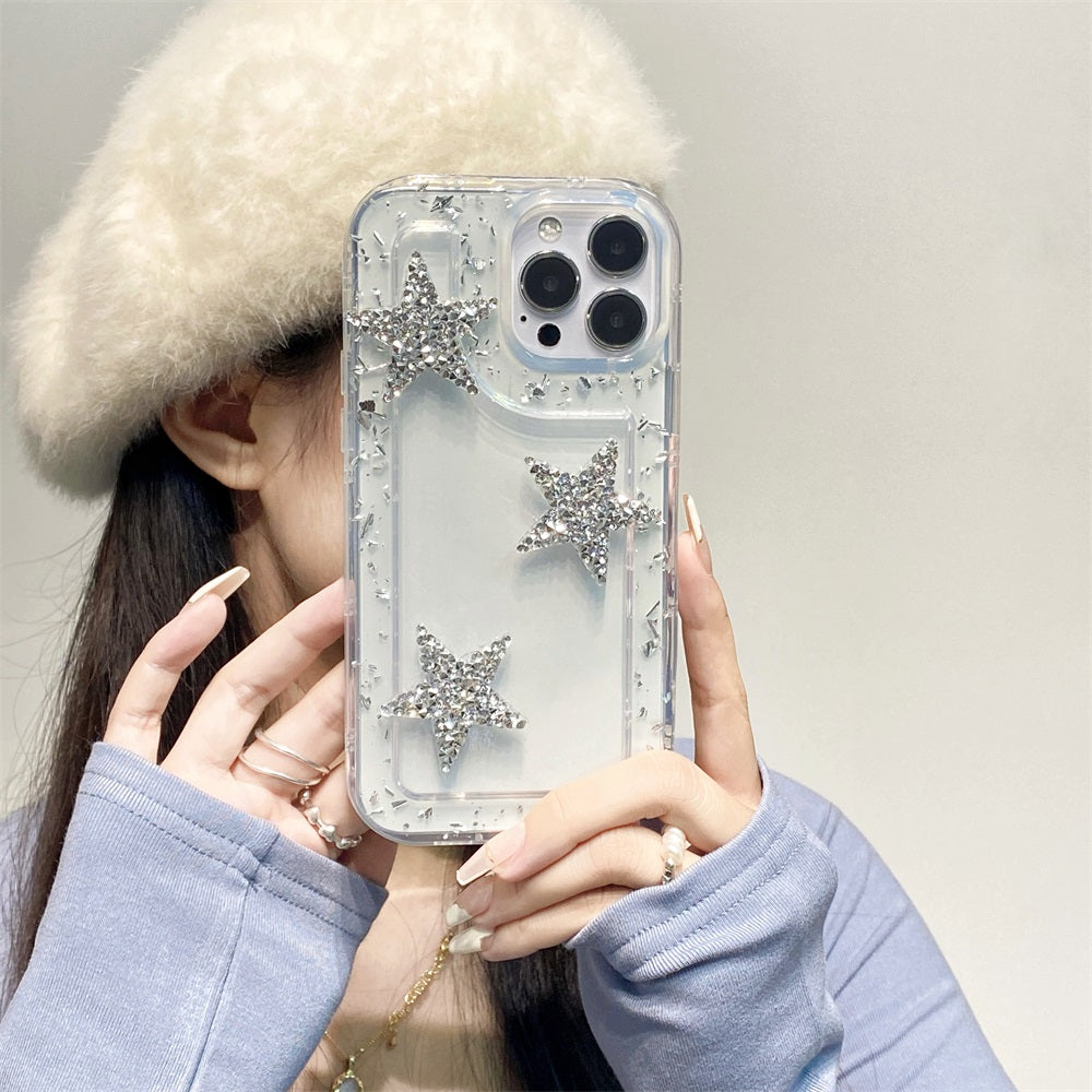 High quality shiny star shaped transparent phone case Shockproof Soft Phone Case for iphone 14