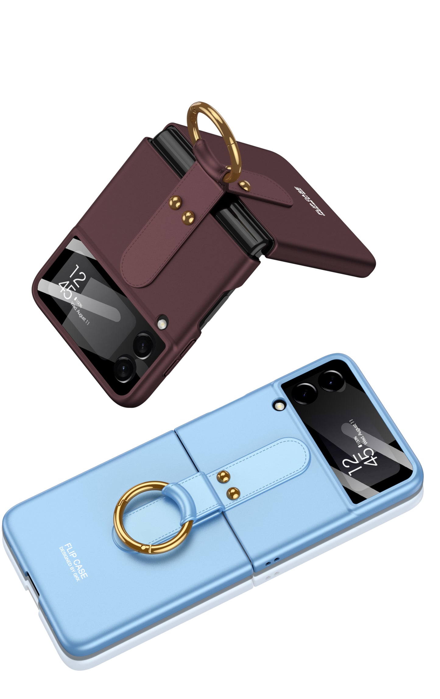 For Galaxy Z Flip 3 Phone Case Suitable for Zflip3 Shell Membrane Integrated Protective Sleeve with Ring Shockproof