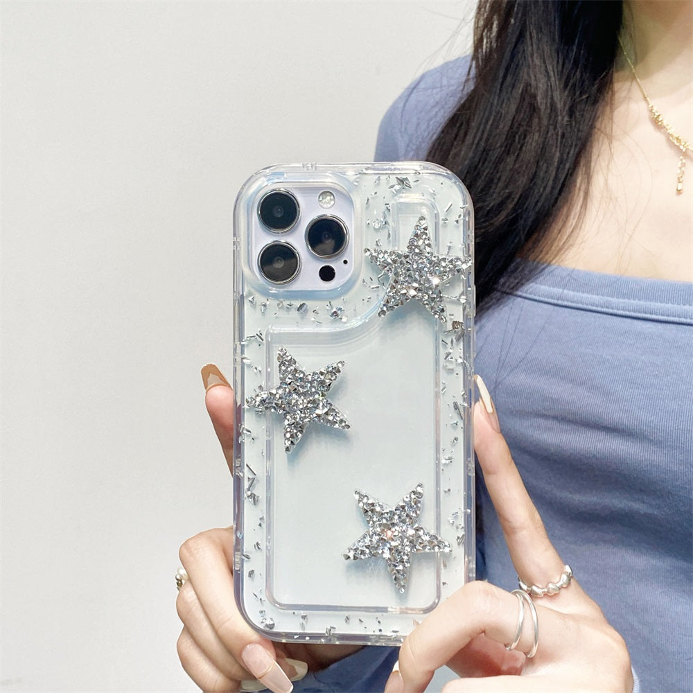 High quality shiny star shaped transparent phone case Shockproof Soft Phone Case for iphone 14