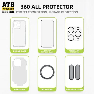Atouchbo 6 In 1 Full Body Protect Set For Iphone 13 14 Pro Max Phone Case With Screen Protector Lens Protector Anti Shock Suit