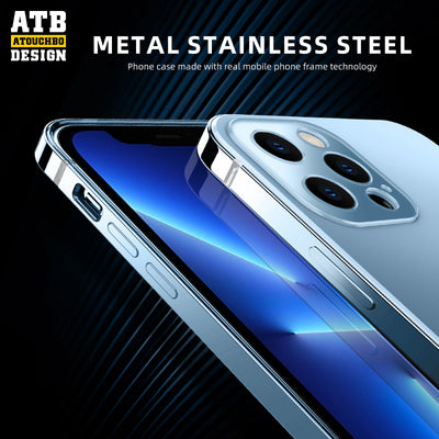 ATB Strong Quality Coverage Camera protective clear metal pc mobile phone cases for iphone 14 pro max