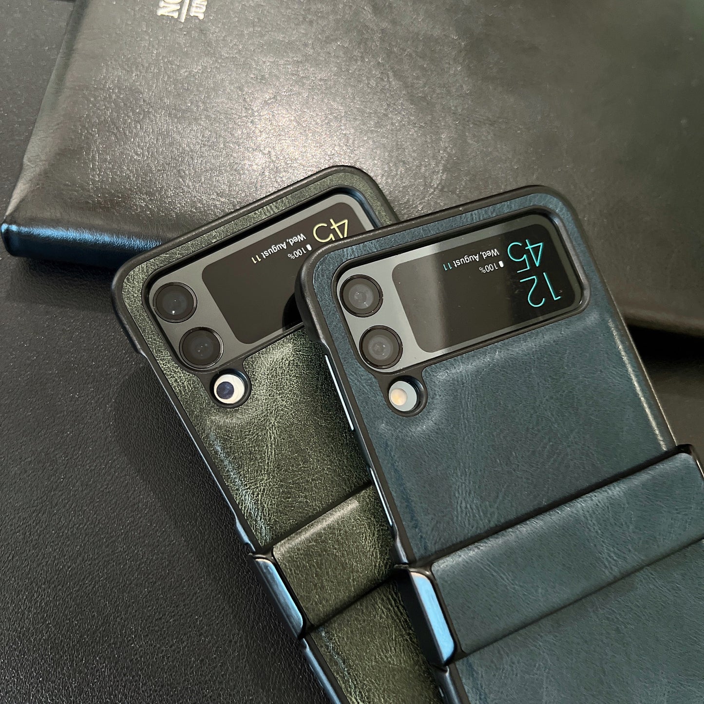 Leather Phone Case For Samsung Z Flip 3 4 With Hinge High Quality Luxury Case Drop-proof Retro Phone Cover