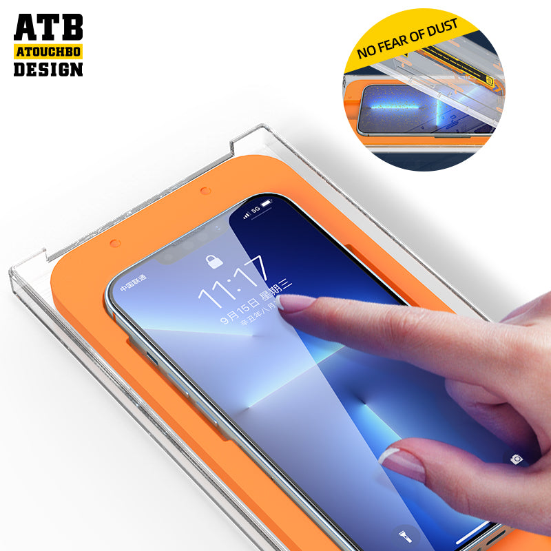 ATB Design Easy To Stick Anti-dust Mobile Phone HD Screen Protectors Tempered Glass for iphone 11 12 13 14