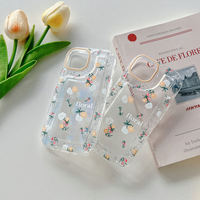 Ready To Ship Epoxy Frame Yellow Floral Clear Soft TPU Cover Phone Case For Iphone 12 Pro Max 13 Pro Max 14 Pro