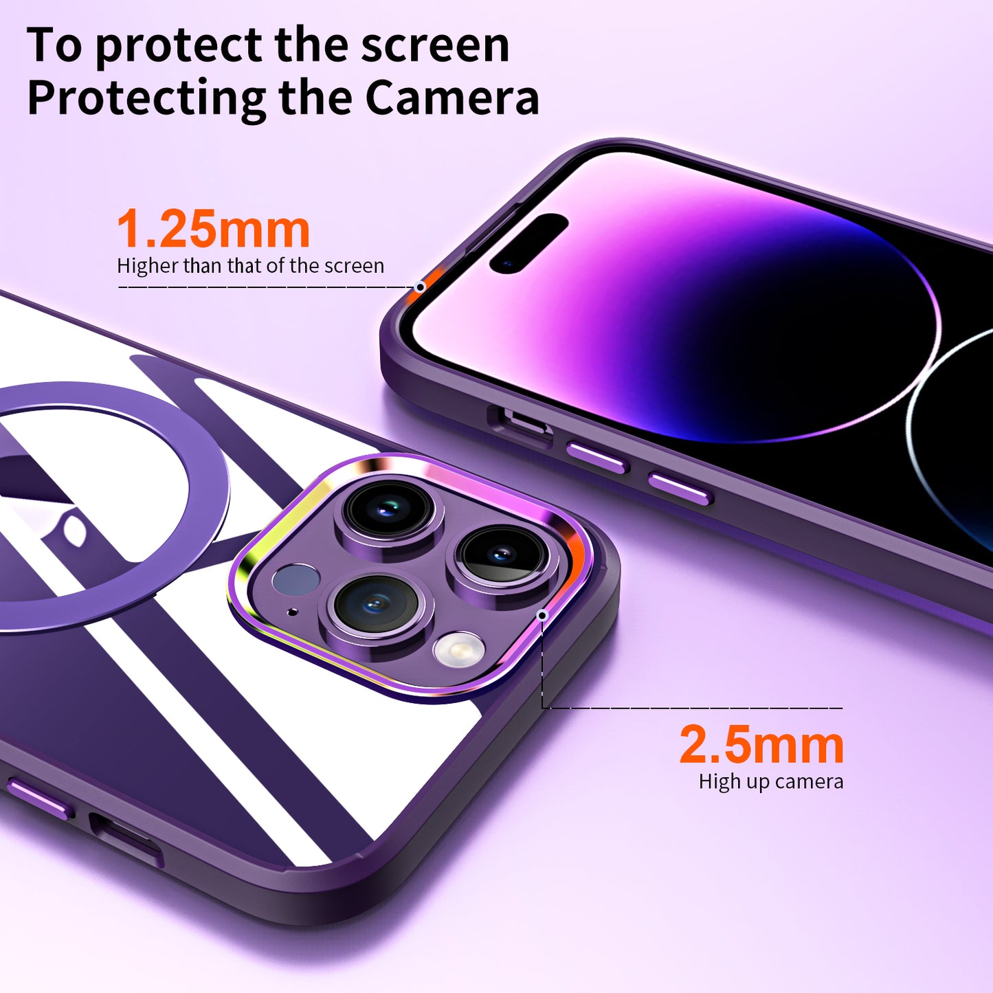 clear phone case candy color Magnetic Wireless Charging case for iphone 14 pro with stand