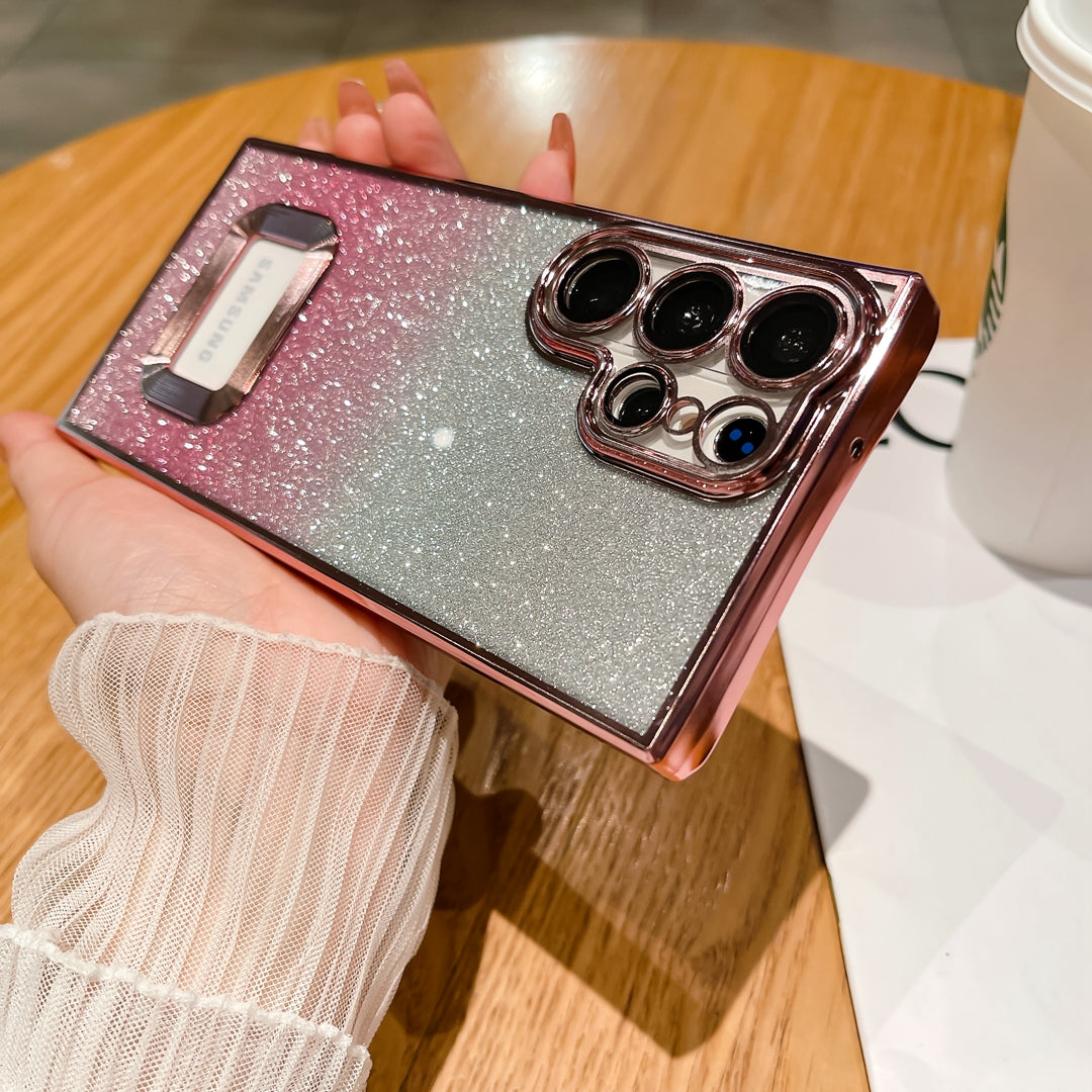 Luxury Plating Bling Glitter Flash Powder Lens Film Phone Case For iPhone 13 14 Pro Max Soft Clear TPU Transparent Cover
