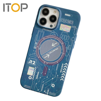 Magnetic circuit board phone case for iPhone 14 with fashionable design and protective features