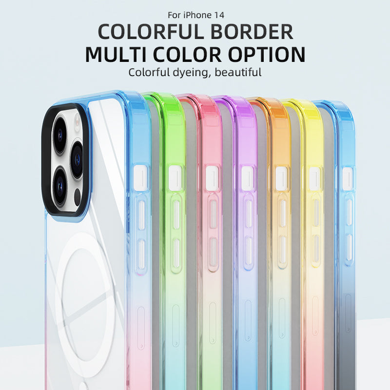 New trending Magnetic TPU PC Phone Case gradient color Wireless Charging Phone Case for iphone 14
