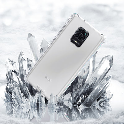 Atouchbo Transparent Clear Shockproof TPU PC Smartphone Back Cover Case for Redmi Note 9 Pro