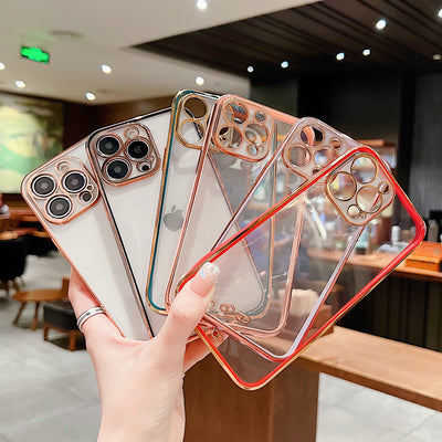 Luxury Two-color Electroplating Transparent Tpu Phone Case for iPhone 11 12 13 14 pro max Samsung S22 S21