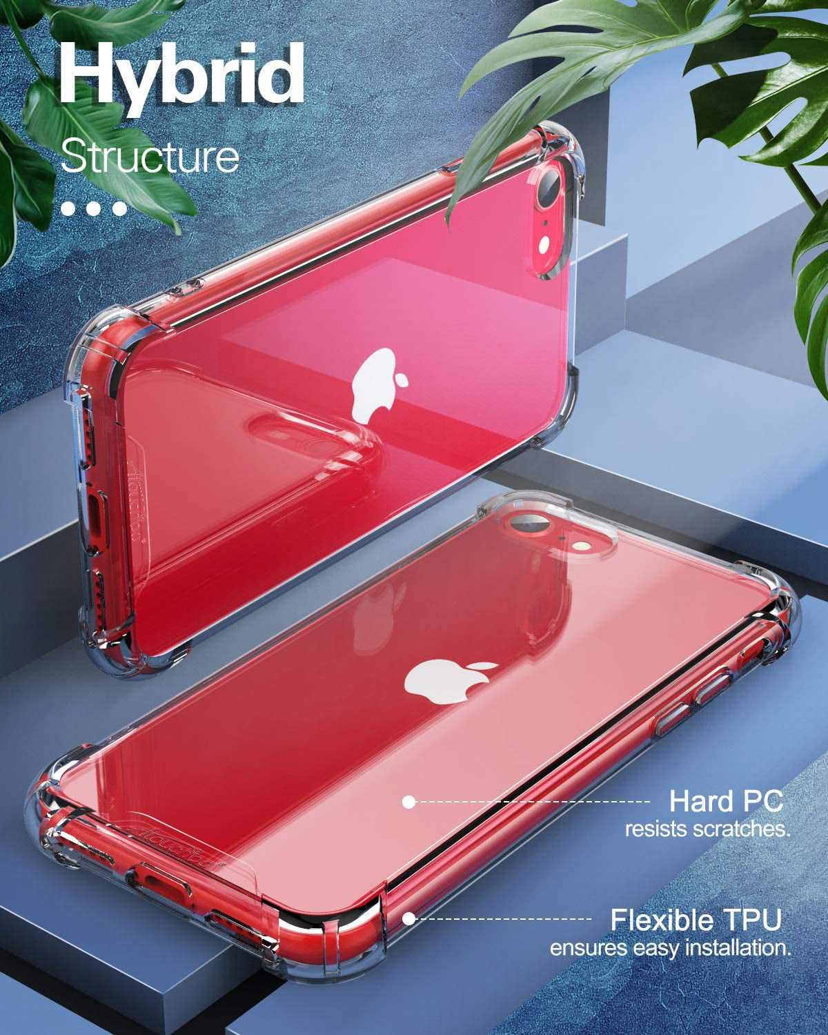 Atouchbo Shockproof Clear Mobile Phone Case Back Cover for iPhone 7 8 9 PC TPU Bumper Phone Cover Case for iPhone SE 2020
