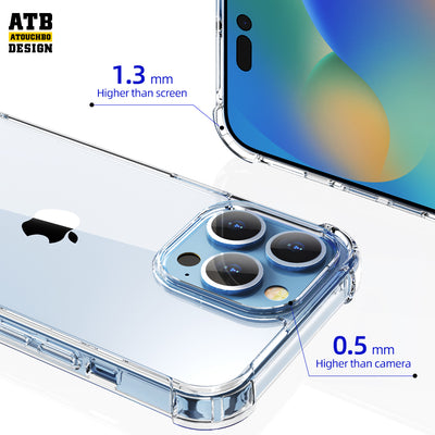 Atouchbo shockproof clear tpu transparent luxury designer cover for  mobile iphone 14 pro max phone case