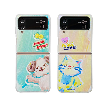 2023 Cartoon Cute All-around Protection Phone Case For Samsung Zflip 3 Zflip 4 Anti-fall Tpu Pc Phone Cover