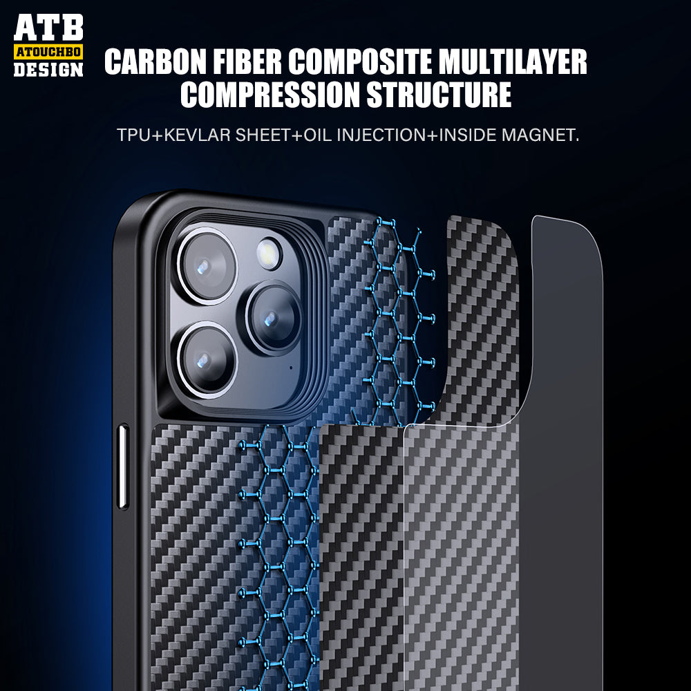 ATB Wireless Charging Phone Case for Iphone 14 Pro Max Carbon Fiber Case Scratch Resistant for Iphone 13 12 11 Pro Max Case