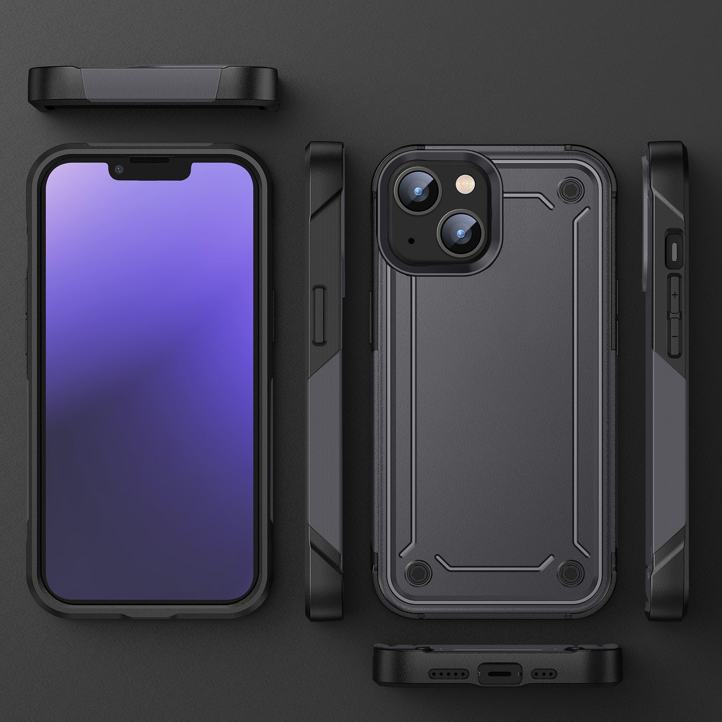 Fashion solid color Solid Color case black and gray color Shockproof case for iphone 14 max