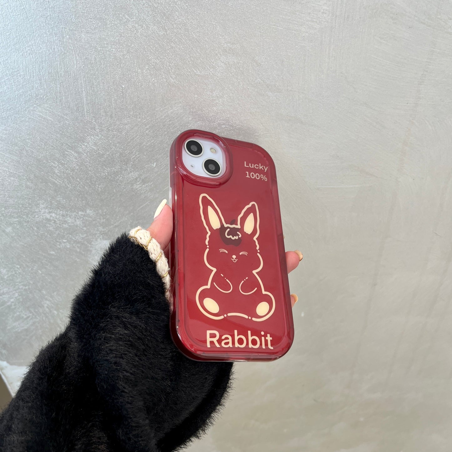 Hot Sale Square Tpu rabbit Shockproof Phone Case cute candy solid color phone case for iphone 14 pro