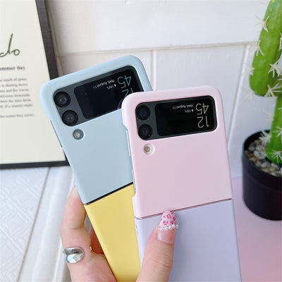 Splicing Contrast Candy Color Shockproof Cellphone Cover For Samsung Galaxy Z Flip 3 Folding Soft PC Case
