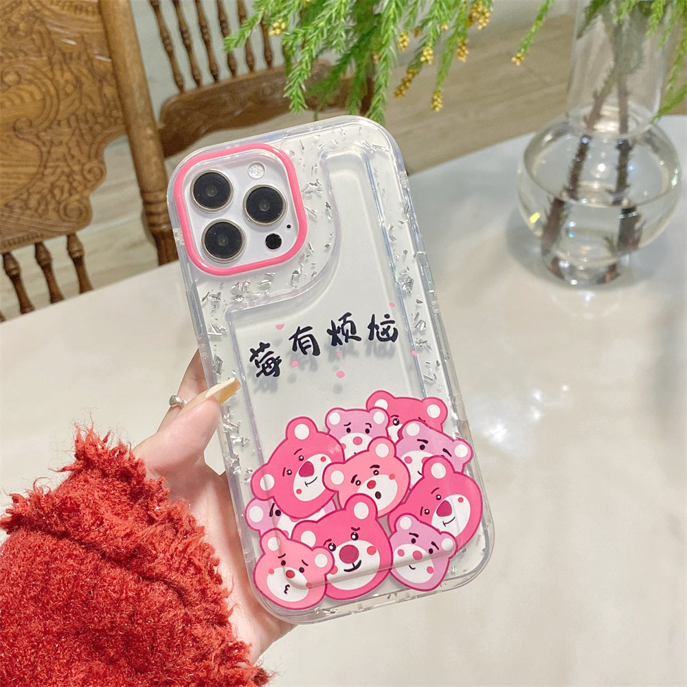 strawberry bear mobile phone shell Transparent Clear Shockproof Mobile Phone Case For iPhone 14