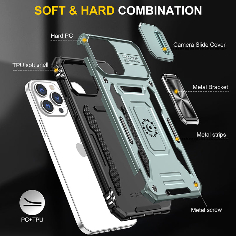 Solid Color hard and Soft combination Phone Case has stand phone case for iphone 14 pro max
