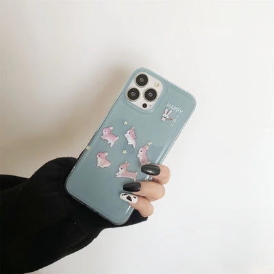 Luxury Design Ins Cute Thin Case For iphone 13 pro Cartoon Square Cover For iphone 14 pro max Drop-proof Printing Case