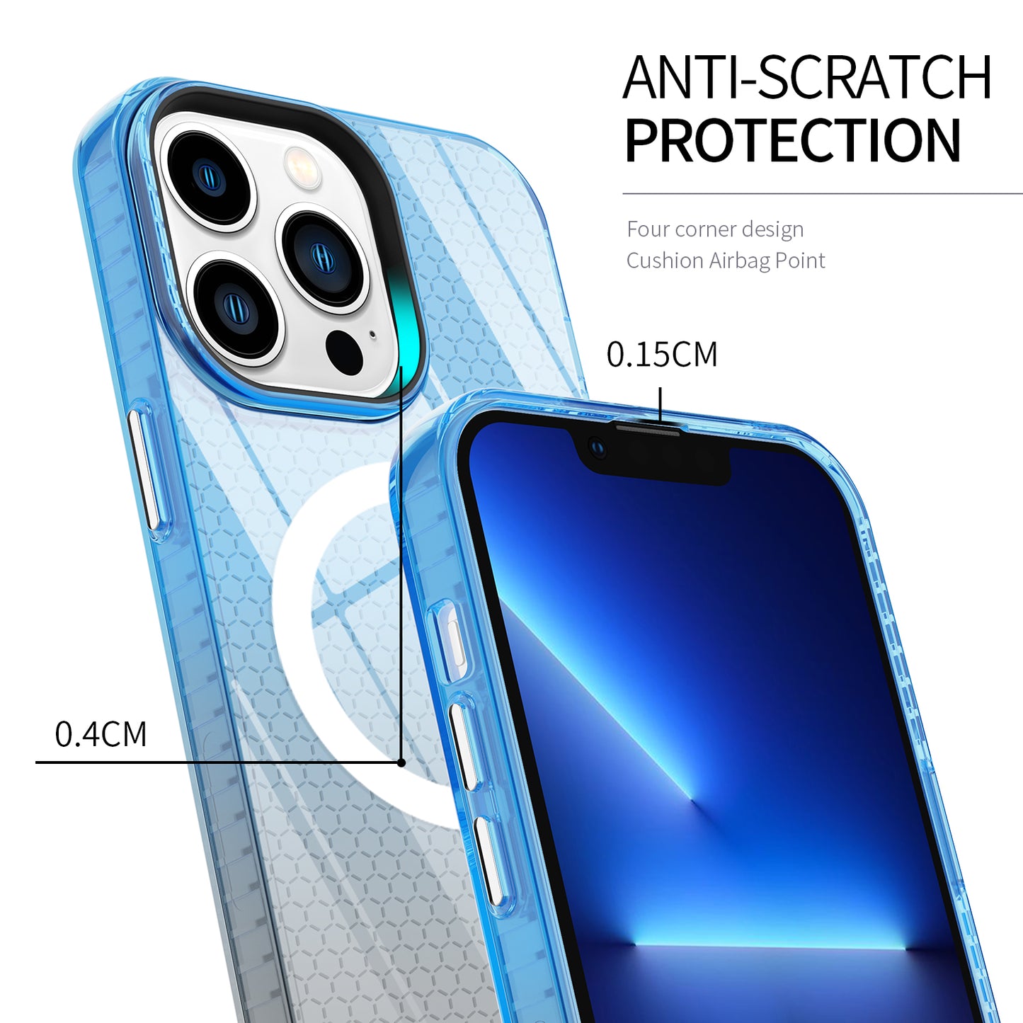 New Arrivals PC TPU Shockproof Blue And Black Pear De Phone Case For Iphone 13 Pro Max