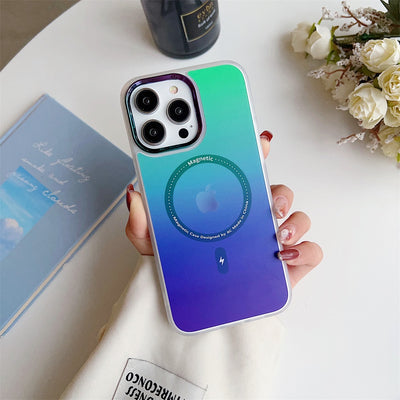 New fashion colorful rainbow gradient phone case Magnetic wireless charging phone case for iphone 14