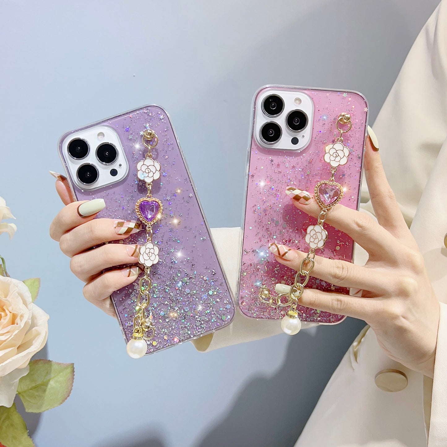 2023 New Fashion Sky Bling TPU Shockproof Bracelet Phone Case for iPhone Samsung Xiaomi Huawei