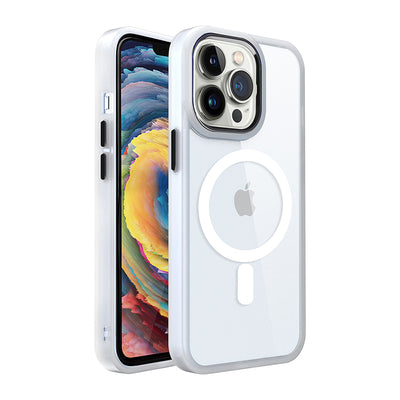 colorful magnetic clear case strong metal buttons shockproof slim protective phone cover for iphone 11 pro max