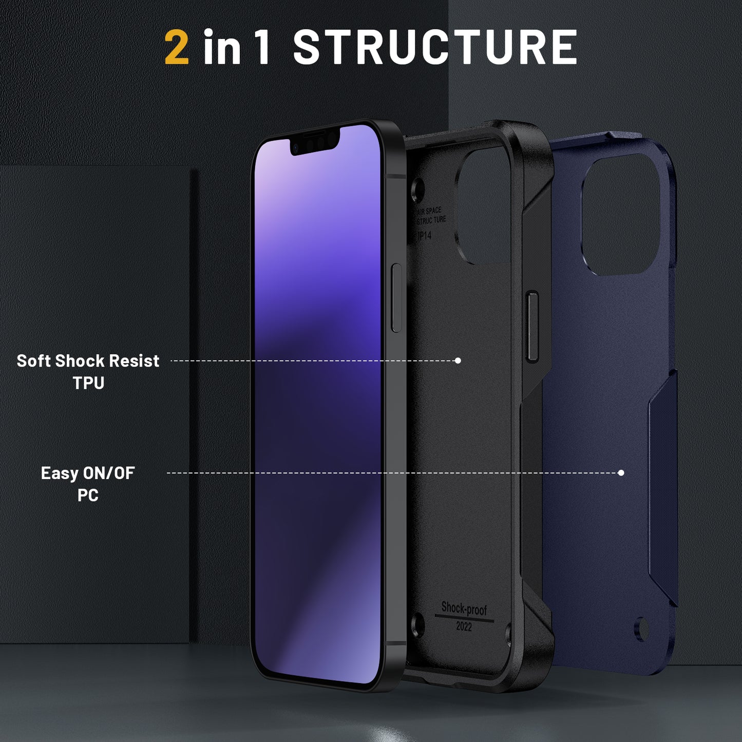 Street Fashion TPU black and blue Phone Case Candy Solid Color phone case for iphone 14