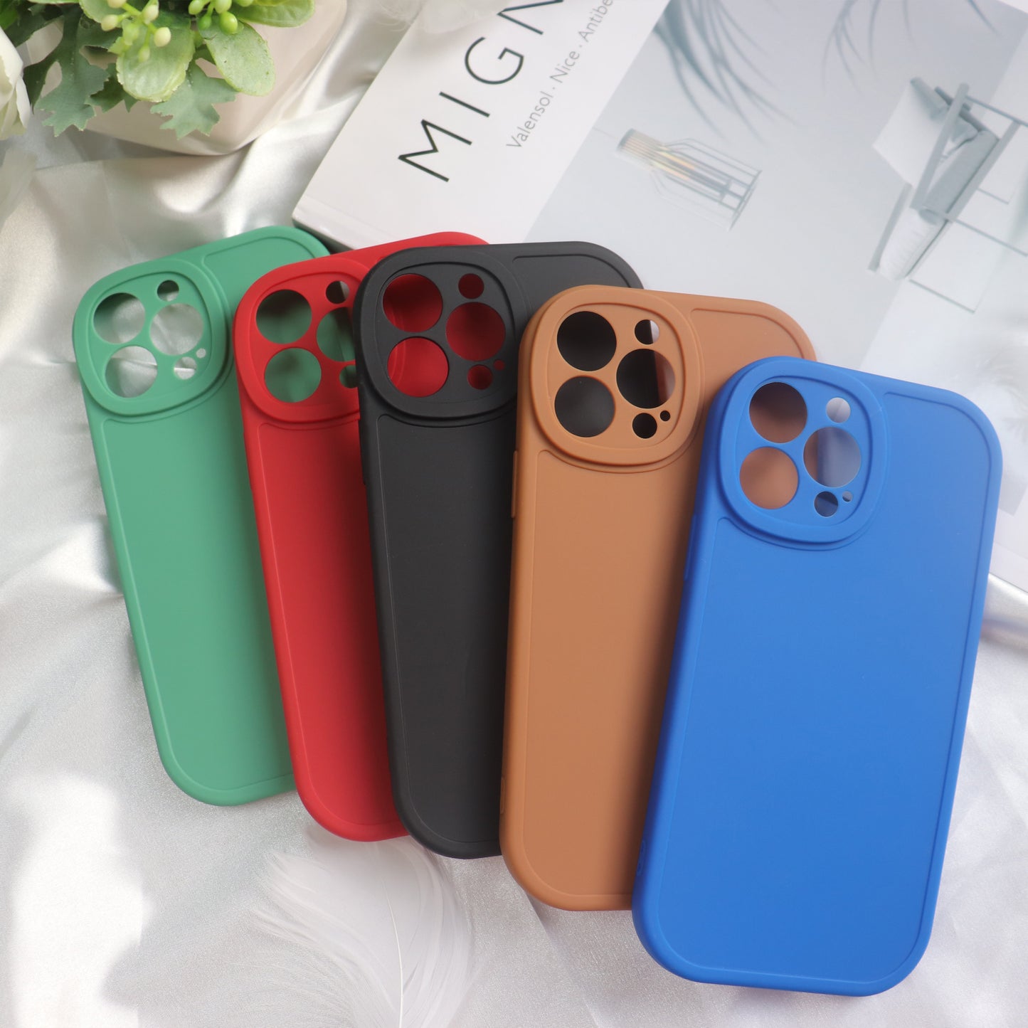 New Fashion fall proof mobile silicone phone case solid color environmental drop dual protection case  silicone phone case for i