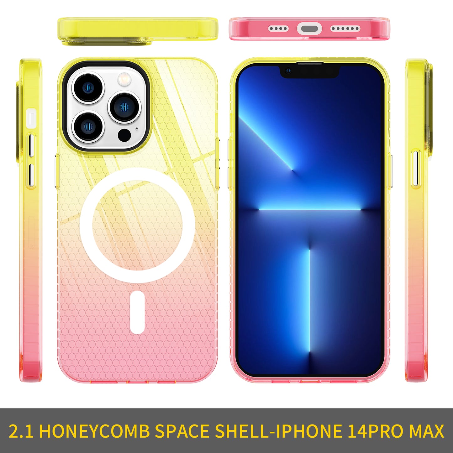 hot sale luxury transparent honeycomb magnet charging phone cover for iphone 11 pro max