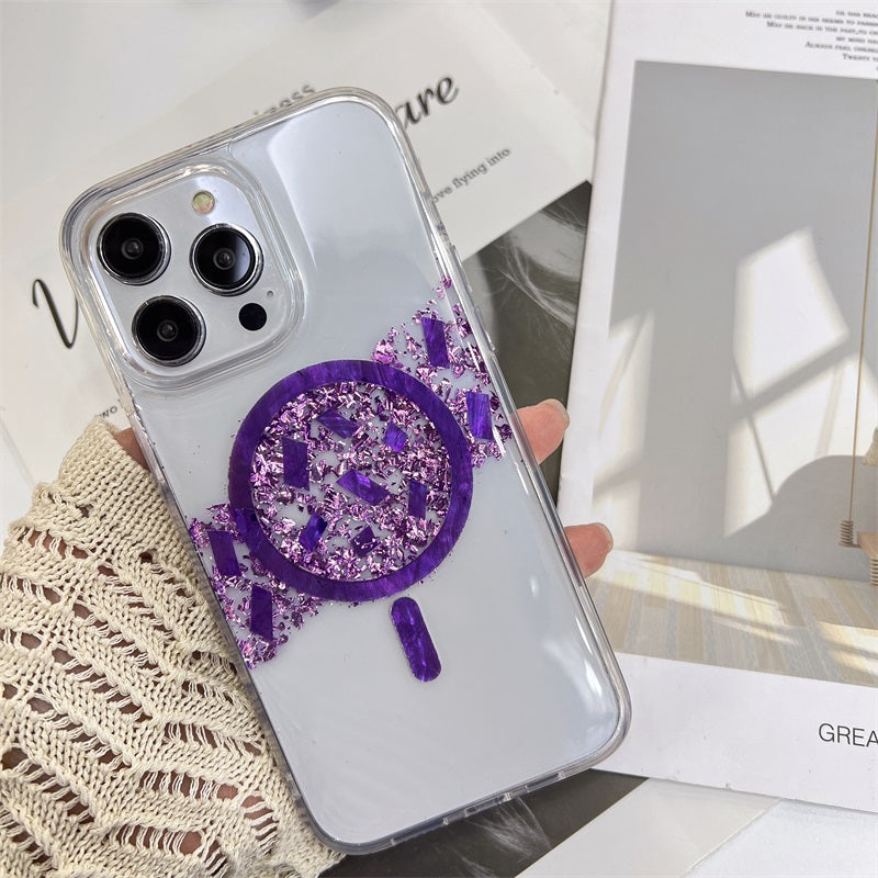 Hot sale Shiny bling phone case transparent Magnetic Wireless Charging phone case cover for iphone 14